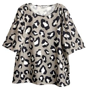 MISSLOOK Animal Print Cotton Tee